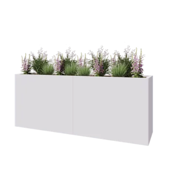 Jardinieră XXL din oțel - Dreptunghiular - 200 x 50 x 80 cm - RAL9010 mat (alb) - Fără placă de bază