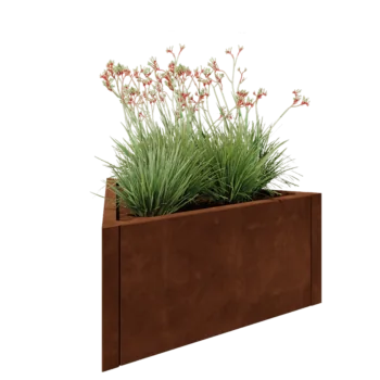 Jardinieră din oțel corten - Triunghiular echilateral - 90,6 x 78,3 x 40 cm - Fără placă de bază