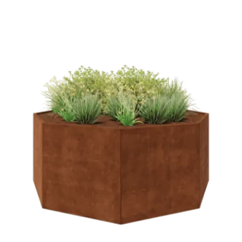 Jardinieră din oțel corten - Octagonal - 241,4 x 241,4 x 100 cm - Fără placă de bază