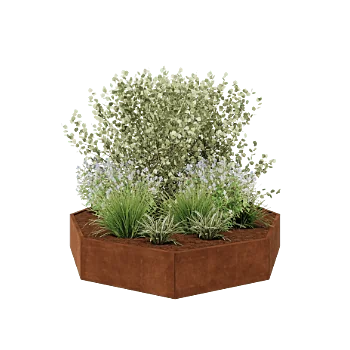 Jardinieră din oțel corten - Octagonal - 241,4 x 241,4 x 40 cm - Fără placă de bază