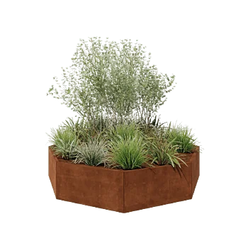 Jardinieră din oțel corten - Octagonal - 241,4 x 241,4 x 50 cm - Fără placă de bază