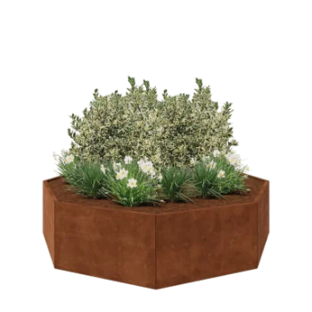 Jardinieră din oțel corten - Octagonal - 241,4 x 241,4 x 60 cm - Fără placă de bază