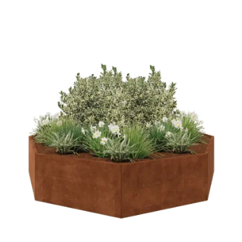 Jardinieră din oțel corten - Octagonal - 289,7 x 289,7 x 60 cm - Fără placă de bază