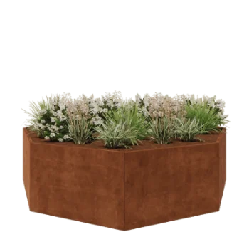 Jardinieră din oțel corten - Octagonal - 289,7 x 289,7 x 80 cm - Fără placă de bază