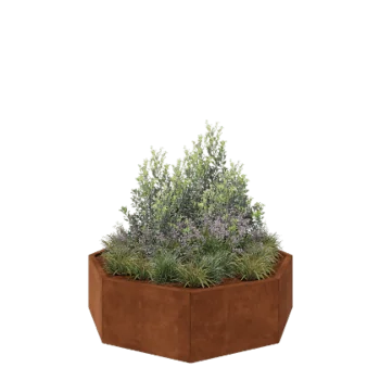 Jardinieră din oțel corten - Octagonal - 144,9 x 144,9 x 40 cm - Fără placă de bază