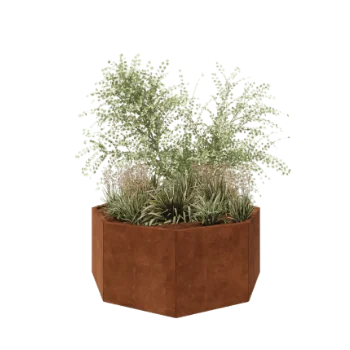 Jardinieră din oțel corten - Octagonal - 144,9 x 144,9 x 60 cm - Fără placă de bază