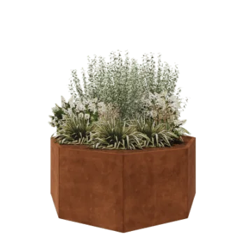 Jardinieră din oțel corten - Octagonal - 168,6 x 168,6 x 70 cm - Fără placă de bază