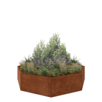 Jardinieră din oțel corten - Octagonal - 193,1 x 193,1 x 40 cm - Fără placă de bază