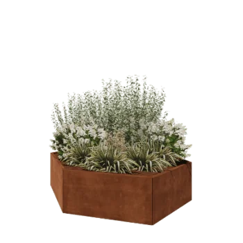 Jardinieră din oțel corten - Hexagonal - 199,3 x 173,2 x 50 cm - Fără placă de bază