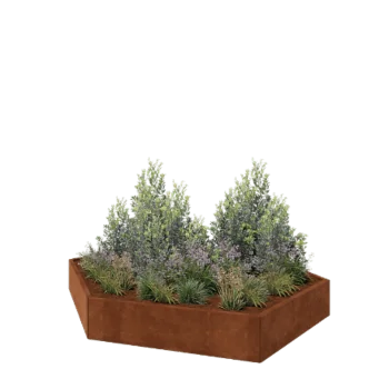 Jardinieră din oțel corten - Hexagonal - 239,3 x 207,8 x 30 cm - Fără placă de bază