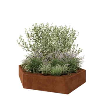 Jardinieră din oțel corten - Hexagonal - 239,3 x 207,8 x 40 cm - Fără placă de bază