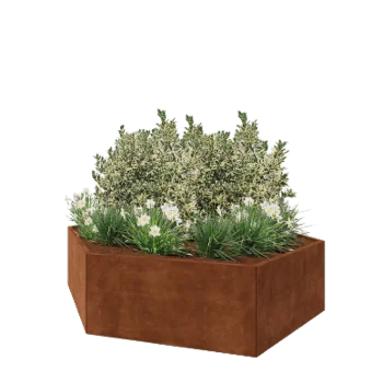 Jardinieră din oțel corten - Hexagonal - 239,3 x 207,8 x 60 cm - Fără placă de bază