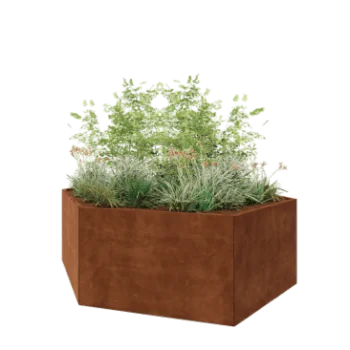 Jardinieră din oțel corten - Hexagonal - 239,3 x 207,8 x 80 cm - Fără placă de bază