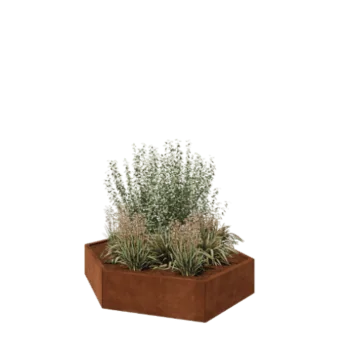 Jardinieră din oțel corten - Hexagonal - 159,3 x 138,6 x 30 cm - Fără placă de bază
