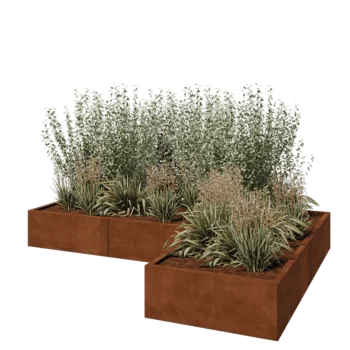 Jardinieră din oțel corten - Formă L - 240 x 160 x 30 cm - Fără placă de bază