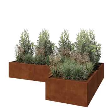 Jardinieră din oțel corten - Formă L - 240 x 160 x 40 cm - Fără placă de bază