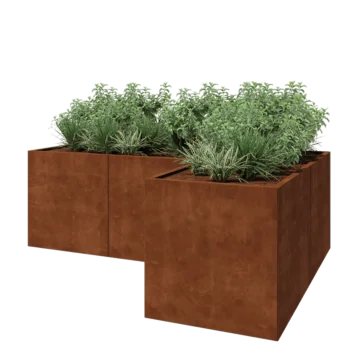 Jardinieră din oțel corten - Formă L - 240 x 160 x 80 cm - Fără placă de bază