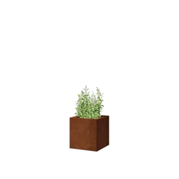 Jardinieră din oțel corten - Pătrat - 30 x 30 x 30 cm - Cu placă de bază