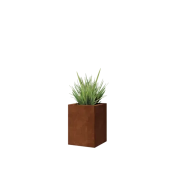 Jardinieră din oțel corten - Pătrat - 30 x 30 x 40 cm - Cu placă de bază