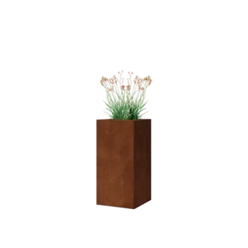 Jardinieră din oțel corten - Pătrat - 30 x 30 x 60 cm - Cu placă de bază