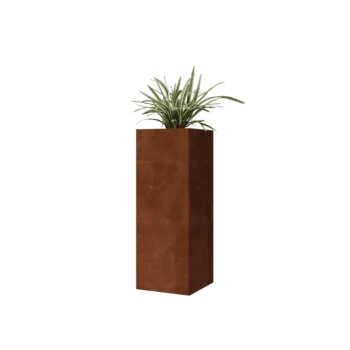 Jardinieră din oțel corten - Pătrat - 30 x 30 x 80 cm - Cu placă de bază