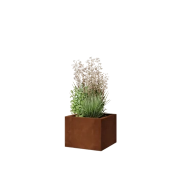 Jardinieră din oțel corten - Pătrat - 40 x 40 x 30 cm - Cu placă de bază