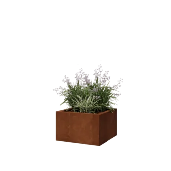 Jardinieră din oțel corten - Pătrat - 50 x 50 x 30 cm - Cu placă de bază