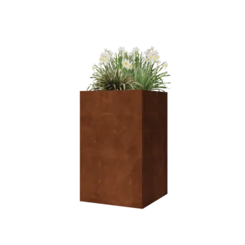 Jardinieră din oțel corten - Pătrat - 50 x 50 x 80 cm - Cu placă de bază