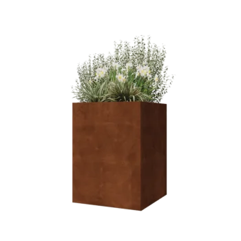 Jardinieră din oțel corten - Pătrat - 60 x 60 x 80 cm - Fără placă de bază