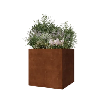 Jardinieră din oțel corten - Pătrat - 70 x 70 x 70 cm - Cu placă de bază