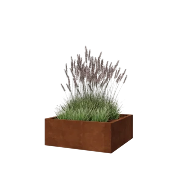 Jardinieră din oțel corten - Pătrat - 80 x 80 x 30 cm - Cu placă de bază