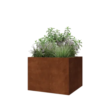 Jardinieră din oțel corten - Pătrat - 80 x 80 x 60 cm - Fără placă de bază