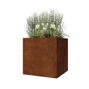 Jardinieră din oțel corten - Pătrat - 80 x 80 x 80 cm - Fără placă de bază