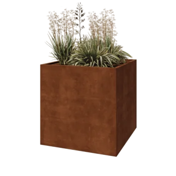 Jardinieră din oțel corten - Pătrat - 100 x 100 x 100 cm - Cu placă de bază