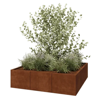 Jardinieră XXL din oțel corten - Pătrat - 150 x 150 x 40 cm - Fără placă de bază