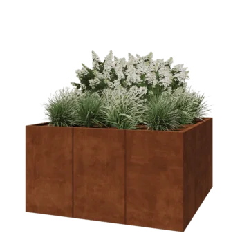 Jardinieră XXL din oțel corten - Pătrat - 150 x 150 x 80 cm - Fără placă de bază