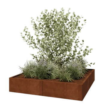 Jardinieră XXL din oțel corten - Pătrat - 160 x 160 x 30 cm - Fără placă de bază
