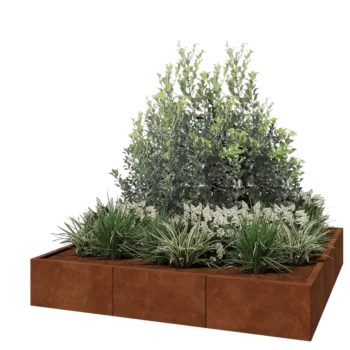 Jardinieră XXL din oțel corten - Pătrat - 180 x 180 x 30 cm - Fără placă de bază
