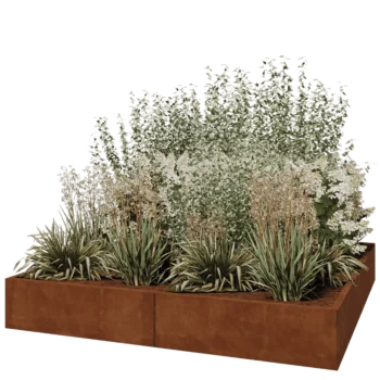 Jardinieră XXL din oțel corten - Pătrat - 200 x 200 x 30 cm - Fără placă de bază