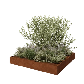 Jardinieră XXL din oțel corten - Pătrat - 240 x 240 x 30 cm - Fără placă de bază