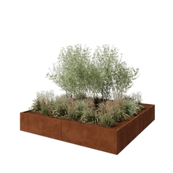 Jardinieră XXL din oțel corten - Pătrat - 240 x 240 x 40 cm - Fără placă de bază