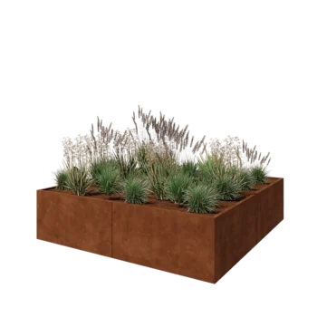 Jardinieră XXL din oțel corten - Pătrat - 240 x 240 x 60 cm - Fără placă de bază