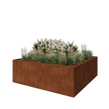 Jardinieră XXL din oțel corten - Pătrat - 240 x 240 x 80 cm - Fără placă de bază