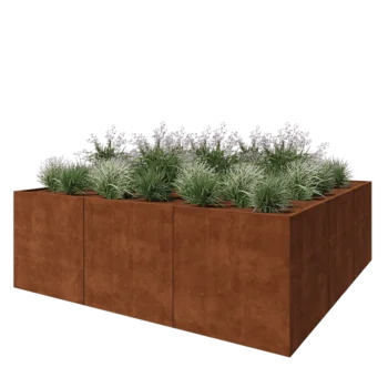 Jardinieră XXL din oțel corten - Pătrat - 300 x 300 x 100 cm - Fără placă de bază