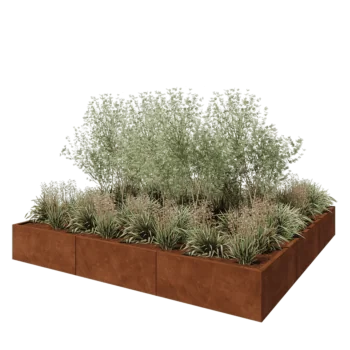 Jardinieră XXL din oțel corten - Pătrat - 300 x 300 x 40 cm - Fără placă de bază