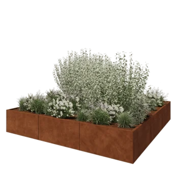 Jardinieră XXL din oțel corten - Pătrat - 300 x 300 x 50 cm - Fără placă de bază