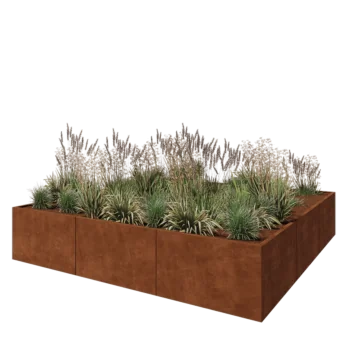 Jardinieră XXL din oțel corten - Pătrat - 300 x 300 x 60 cm - Fără placă de bază
