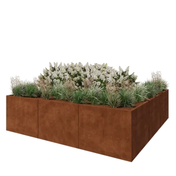 Jardinieră XXL din oțel corten - Pătrat - 300 x 300 x 80 cm - Fără placă de bază