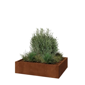 Jardinieră din oțel corten - Dreptunghiular - 120 x 100 x 30 cm - Cu placă de bază