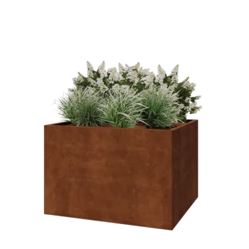 Jardinieră din oțel corten - Dreptunghiular - 120 x 100 x 80 cm - Cu placă de bază